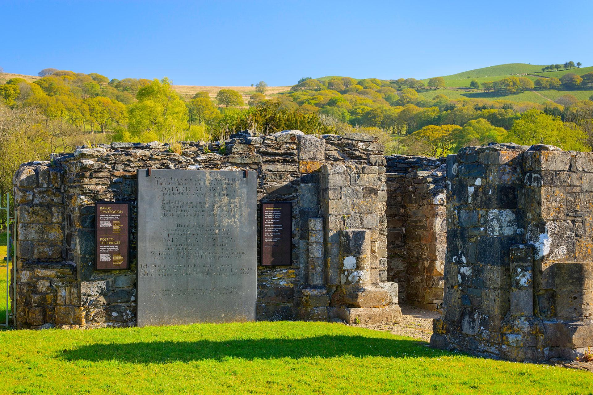 Abaty Ystrad Fflur / Strata Florida Abbey poets grave stone