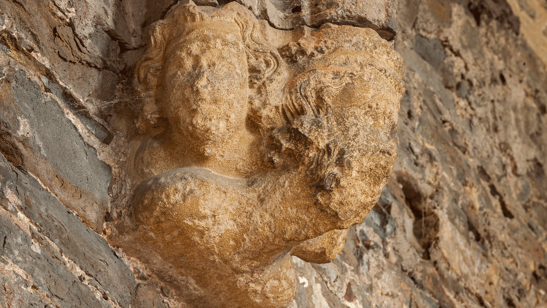 Caerphilly Castle - King's head corbel 