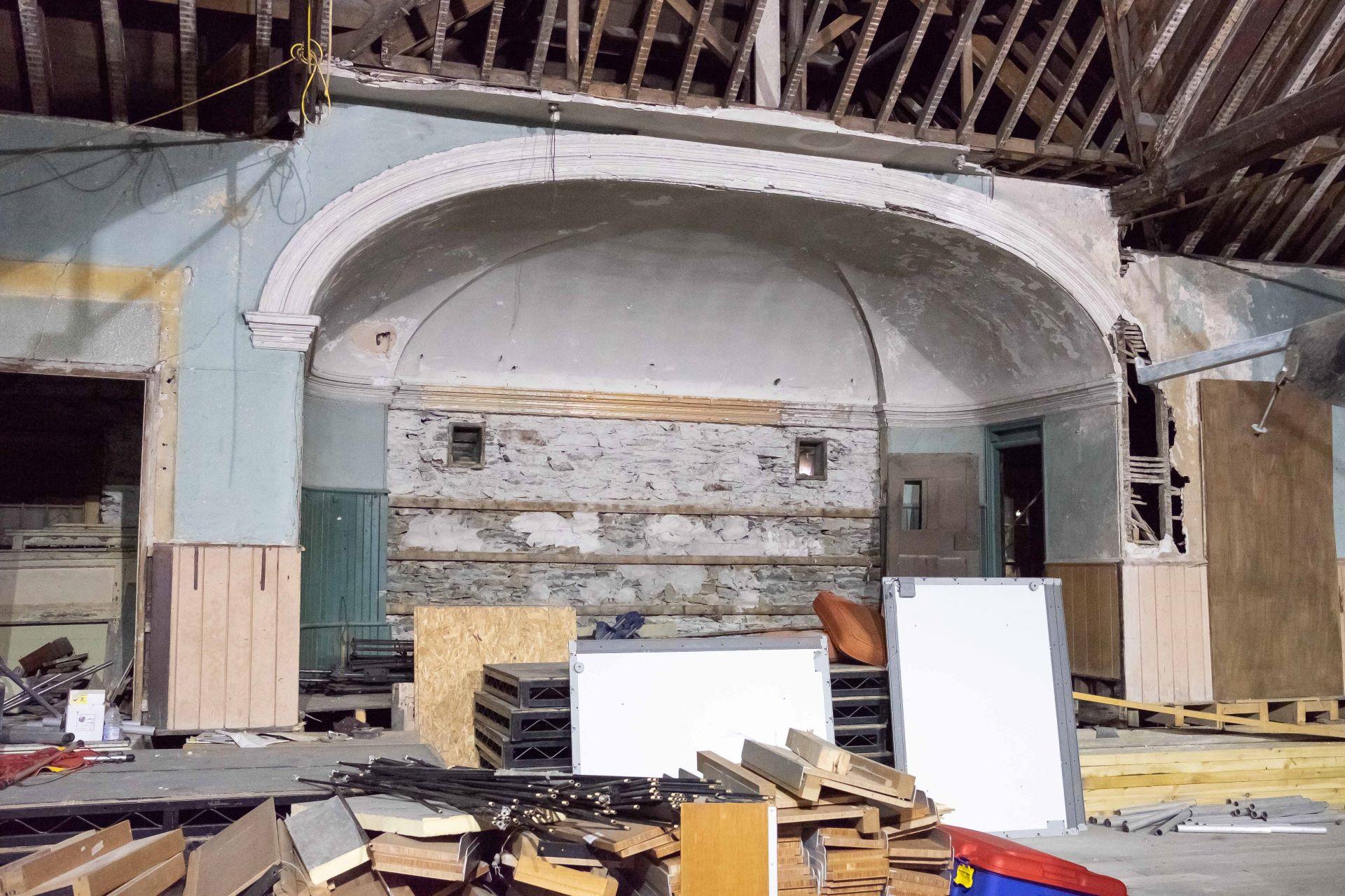 Blaenau Ffestiniog Old Market Hall - interior stage area